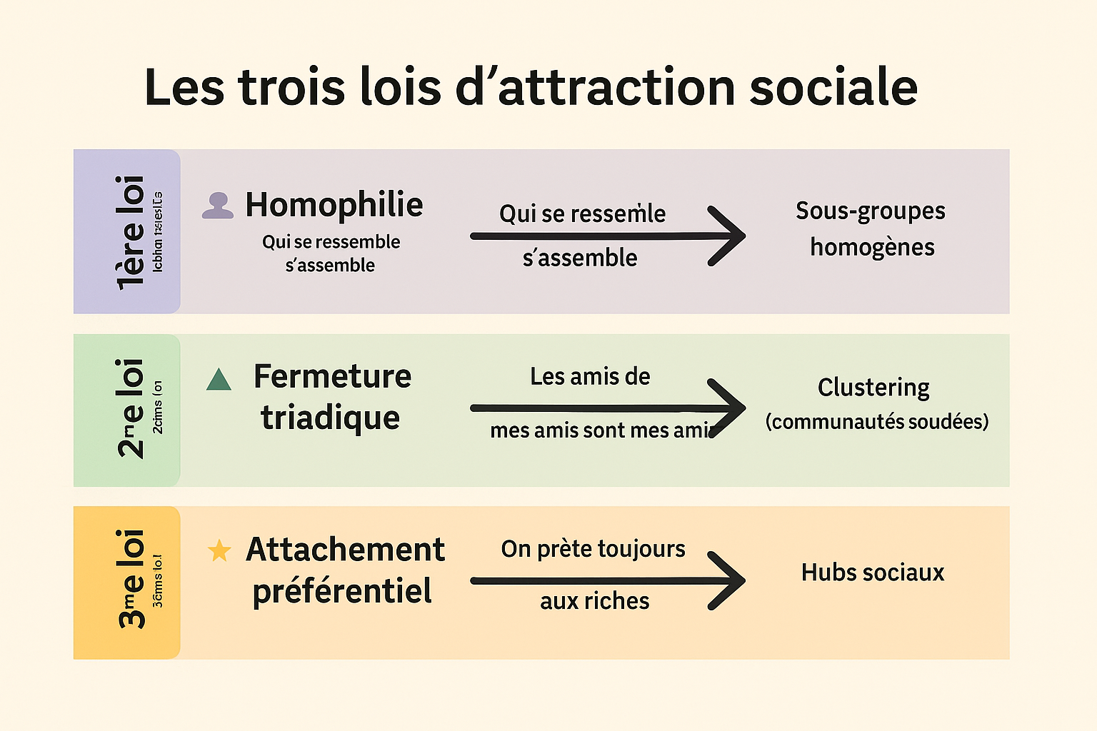 Les trois lois d'attractions sociales